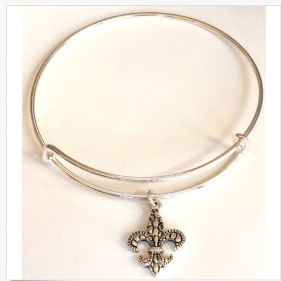 Fleur de Lis Charm Bracelet Mardi Gras Nola Saints Vintage Style Silver Plated - Picture 7 of 9
